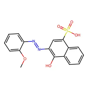 4-Hydroxy-3-[(2-methoxyphenyl)diazenyl]naphthalene-1-sulfonic acid structure