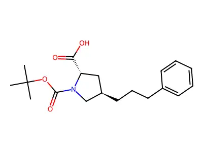 (2S,4R)-1-(tert-Butoxycarbonyl)-4-(3-phenylpropyl)pyrrolidine-2-carboxylic acid structure