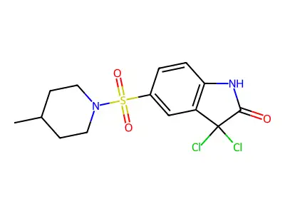 3,3-Dichloro-1,3-dihydro-5-[(4-methyl-1-piperidinyl)sulfonyl]-2H-indol-2-one structure