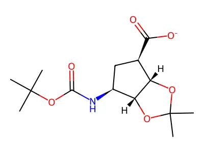 (1R,3S,4R,6S)-N-Boc-6-amino-2,2-dimethyl-tetrahydrocyclopenta[1.3]dioxole-4-carboxylic acid structure