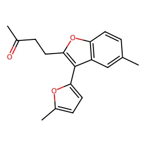 4-[5-Methyl-3-(5-methylfuran-2-yl)-1-benzofuran-2-yl]butan-2-one structure