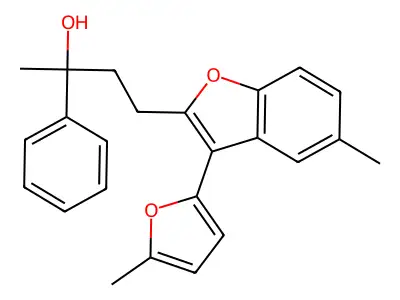 4-[5-Methyl-3-(5-methylfuran-2-yl)-1-benzofuran-2-yl]-2-phenylbutan-2-ol structure