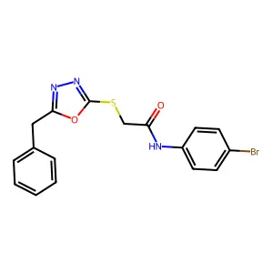 2-((5-benzyl-1,3,4-oxadiazol-2-yl)thio)-N-(4-bromophenyl)acetamide structure