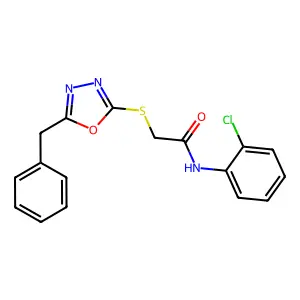 2-[(5-benzyl-1,3,4-oxadiazol-2-yl)sulfanyl]-N-(2-chlorophenyl)acetamide structure