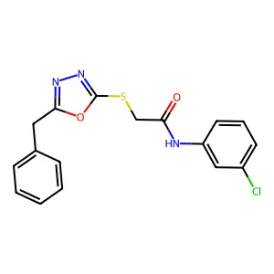 2-((5-Benzyl-1,3,4-oxadiazol-2-yl)thio)-N-(3-chlorophenyl)acetamide structure