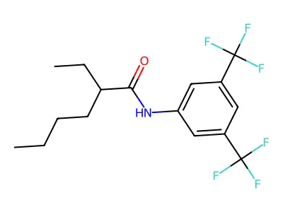 N-[3,5-bis(trifluoromethyl)phenyl]-2-ethylhexanamide structure