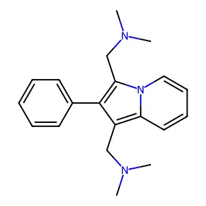 1-[3-[(dimethylamino)methyl]-2-phenylindolizin-1-yl]-N,N-dimethylmethanamine structure