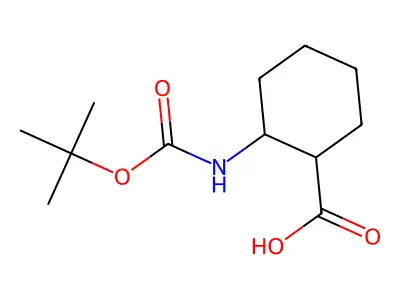 (1R,2R)-2-((Tert-butoxycarbonyl)amino)cyclohexane-1-carboxylic acid structure