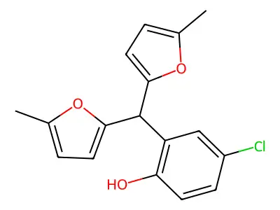 2-[Bis(5-methylfuran-2-yl)methyl]-4-chlorophenol structure