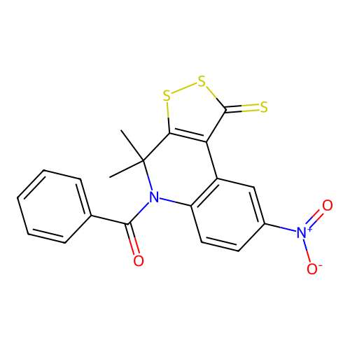 (4,4-dimethyl-8-nitro-1-thioxo-1,4-dihydro-5H-[1,2]dithiolo[3,4-c]quinolin-5-yl)(phenyl)methanone structure