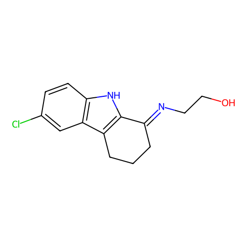 2-{[(1Z)-6-chloro-2,3,4,9-tetrahydro-1H-carbazol-1-ylidene]amino}ethanol structure