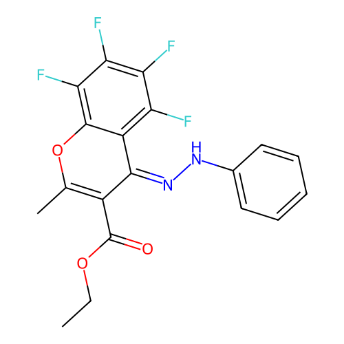 (Z)-ethyl 5,6,7,8-tetrafluoro-2-methyl-4-(2-phenylhydrazono)-4H-chromene-3-carboxylate structure