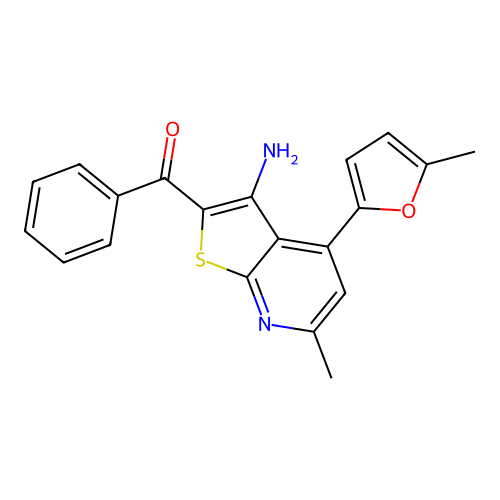 (3-amino-6-methyl-4-(5-methylfuran-2-yl)thieno[2,3-b]pyridin-2-yl)(phenyl)methanone structure