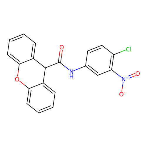 N-(4-chloro-3-nitrophenyl)-9H-xanthene-9-carboxamide structure