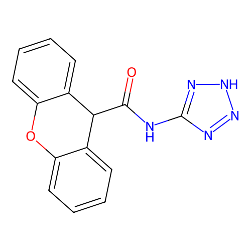 N-(1H-tetrazol-5-yl)-9H-xanthene-9-carboxamide structure