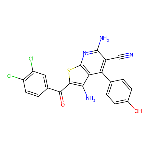3,6-DIAMINO-2-(3,4-DICHLOROBENZOYL)-4-(4-HYDROXYPHENYL)THIENO[2,3-B]PYRIDINE-5-CARBONITRILE structure