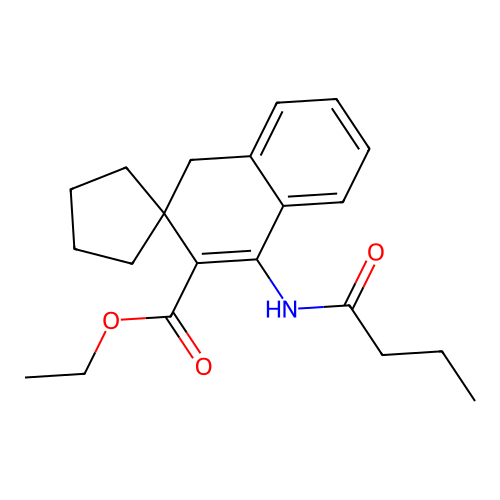 ethyl 4'-(butanoylamino)-1'H-spiro[cyclopentane-1,2'-naphthalene]-3'-carboxylate structure