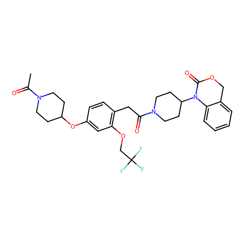1-(1-(2-(4-((1-Acetylpiperidin-4-yl)oxy)-2-(2,2,2-trifluoroethoxy)phenyl)acetyl)piperidin-4-yl)-2,4-dihydro-1H-3,1-benzoxazin-2-one structure