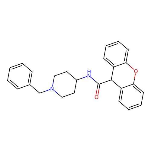 N-(1-benzylpiperidin-4-yl)-9H-xanthene-9-carboxamide structure