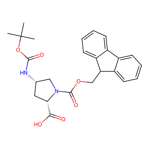Boc-(2S,4S)-4-amino-1-Fmoc-pyrrolidine-2-carboxylic acid structure