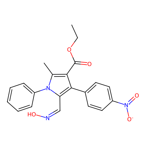 ethyl 5-[(Z)-hydroxyiminomethyl]-2-methyl-4-(4-nitrophenyl)-1-phenylpyrrole-3-carboxylate structure