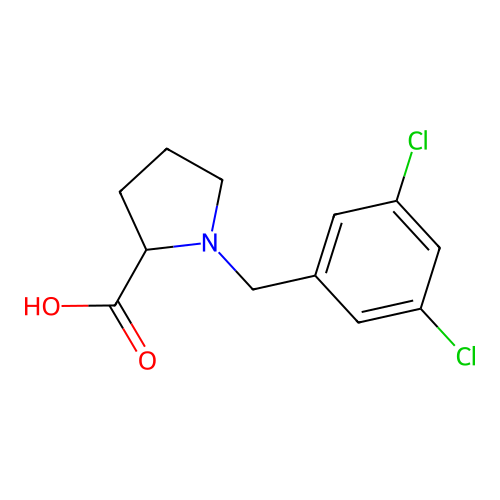 1-[(3,5-Dichlorophenyl)methyl]pyrrolidine-2-carboxylic acid structure