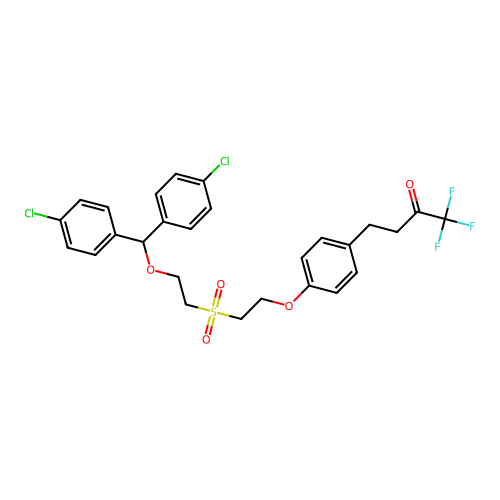2-Butanone, 4-(4-(2-((2-(bis(4-chlorophenyl)methoxy)ethyl)sulfonyl)ethoxy)phenyl)-1,1,1-trifluoro- structure
