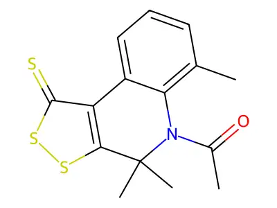 1-(4,4,6-Trimethyl-1-sulfanylidenedithiolo[3,4-c]quinolin-5-yl)ethanone structure