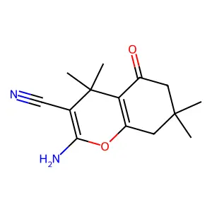 2-amino-4,4,7,7-tetramethyl-5-oxo-5,6,7,8-tetrahydro-4H-chromene-3-carbonitrile structure