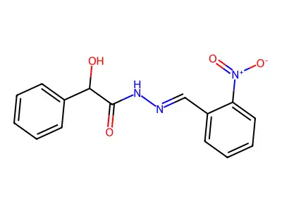 2-hydroxy-N-[(E)-(2-nitrophenyl)methylideneamino]-2-phenylacetamide structure
