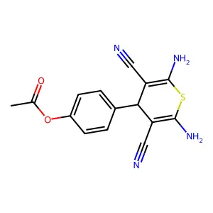 4-(2,6-diamino-3,5-dicyano-4H-thiopyran-4-yl)phenyl acetate structure