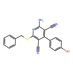 2-Amino-6-(benzylthio)-4-(4-hydroxyphenyl)pyridine-3,5-dicarbonitrile structure