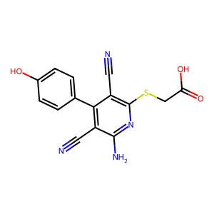 {[6-Amino-3,5-dicyano-4-(4-hydroxyphenyl)pyridin-2-yl]sulfanyl}acetic acid structure