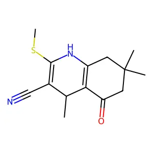 4,7,7-trimethyl-2-methylsulfanyl-5-oxo-1,4,6,8-tetrahydroquinoline-3-carbonitrile structure