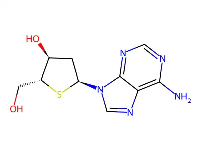 (2R,3S,5S)-5-(6-aminopurin-9-yl)-2-(hydroxymethyl)tetrahydrothiophen-3-ol structure