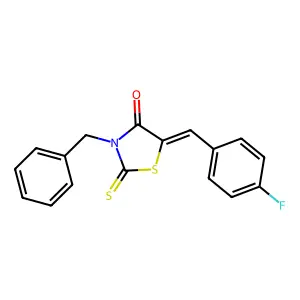 (5Z)-3-benzyl-5-(4-fluorobenzylidene)-2-thioxo-1,3-thiazolidin-4-one structure