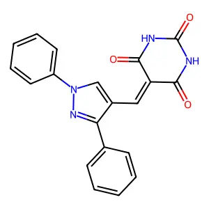 5-((1,3-diphenyl-1H-pyrazol-4-yl)methylene)pyrimidine-2,4,6(1H,3H,5H)-trione structure