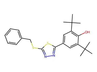 4-[5-(Benzylsulfanyl)-1,3,4-thiadiazol-2-yl]-2,6-di(tert-butyl)benzenol structure