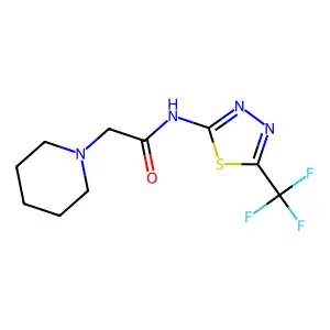 2-piperidino-N-[5-(trifluoromethyl)-1,3,4-thiadiazol-2-yl]acetamide structure