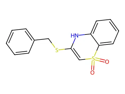 3-(benzylsulfanyl)-1lambda~6~,4-benzothiazine-1,1(4H)-dione structure