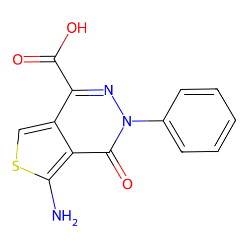 5-Amino-4-oxo-3-phenyl-1-thieno[3,4-d]pyridazinecarboxylic acid structure