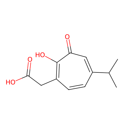 (6-Hydroxy-4-isopropyl-7-oxo-1,3,5-cycloheptatrienyl)acetic acid structure