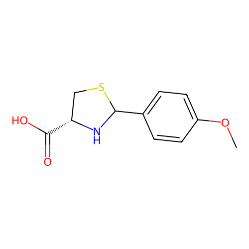 (4R)-2-(4-methoxyphenyl)-1,3-thiazolidine-4-carboxylic acid structure