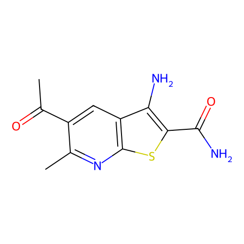 5-Acetyl-3-amino-6-methylthieno[2,3-b]pyridine-2-carboxamide structure