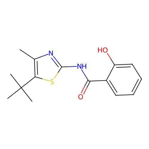 N-(5-tert-butyl-4-methyl-1,3-thiazol-2-yl)-2-hydroxybenzamide structure