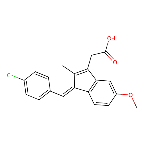 1-p-Chlorobenzylidene-2-methyl-5-methoxy-3-indeneacetic acid structure