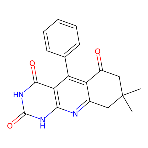8,8-dimethyl-5-phenyl-8,9-dihydropyrimido[4,5-b]quinoline-2,4,6(1H,3H,7H)-trione structure