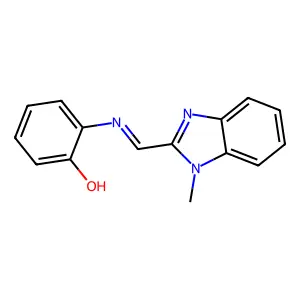 2-{[(E)-(1-methyl-1H-benzimidazol-2-yl)methylidene]amino}phenol structure