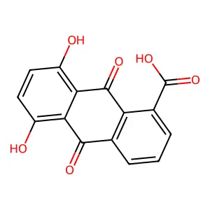 5,8-Dihydroxy-9,10-dioxo-9,10-dihydroanthracene-1-carboxylic acid structure