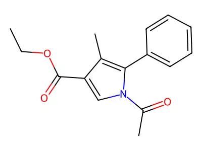 ethyl 1-acetyl-4-methyl-5-phenyl-1H-pyrrole-3-carboxylate structure